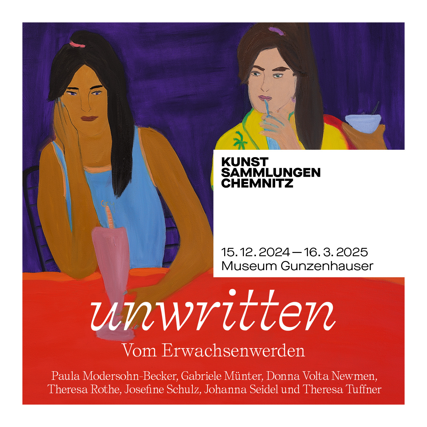 Josefine Schulz  Kunst Sammlung Chemnitz Museum Gunzenhauser 15. Dez. 2024 – 16. März 2025  Unwritten Vom Erwachsenwerden
